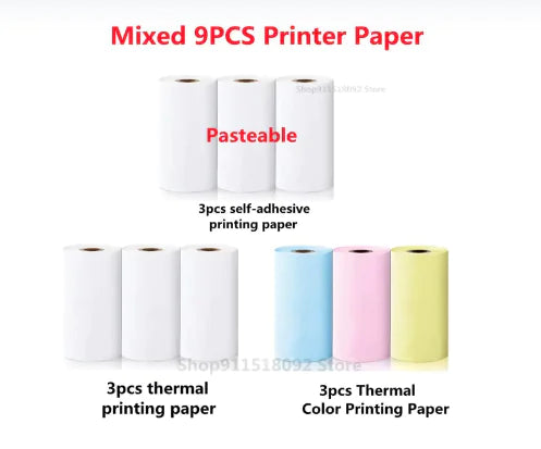 Rolo de Papel para Mini impressora térmica - branco, colorido, transparente e/ou adesivo