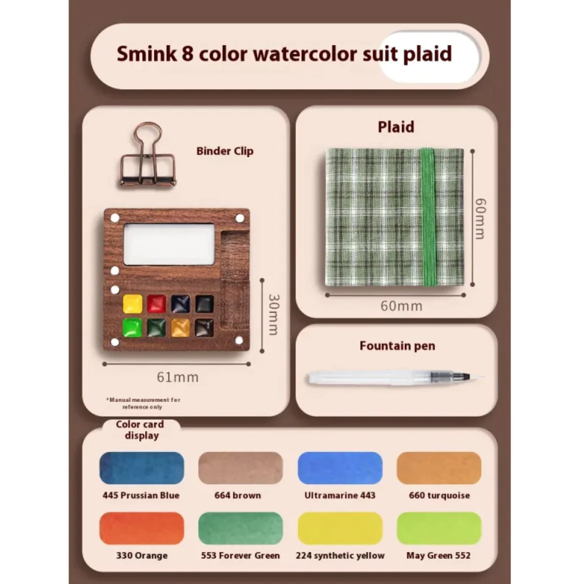 Mini Conjuntos de Aquarela: pincel, aquarela sólida e caderno - Diversos Kits de cores