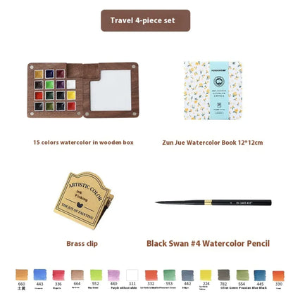 Mini Conjuntos de Aquarela: pincel, aquarela sólida e caderno - Diversos Kits de cores