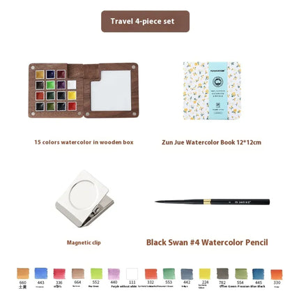 Mini Conjuntos de Aquarela: pincel, aquarela sólida e caderno - Diversos Kits de cores