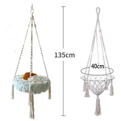 Cama Suspensa de Algodão para Gatos e Almofada